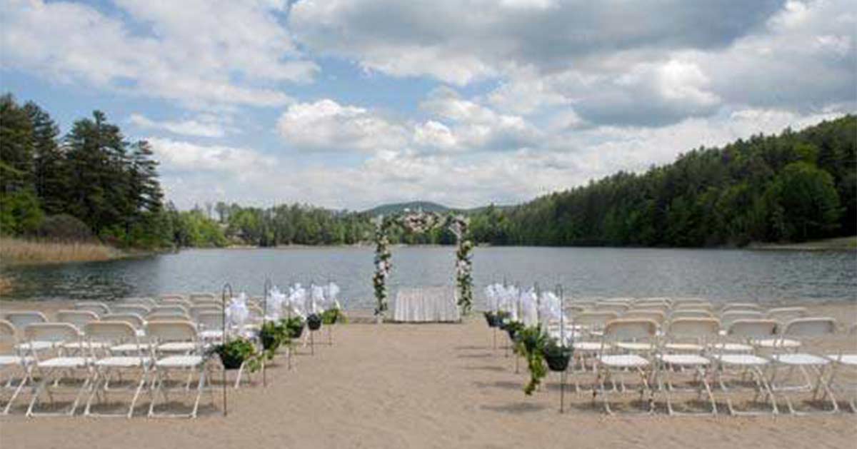 A ceremony location on the beach at Echo Lake.